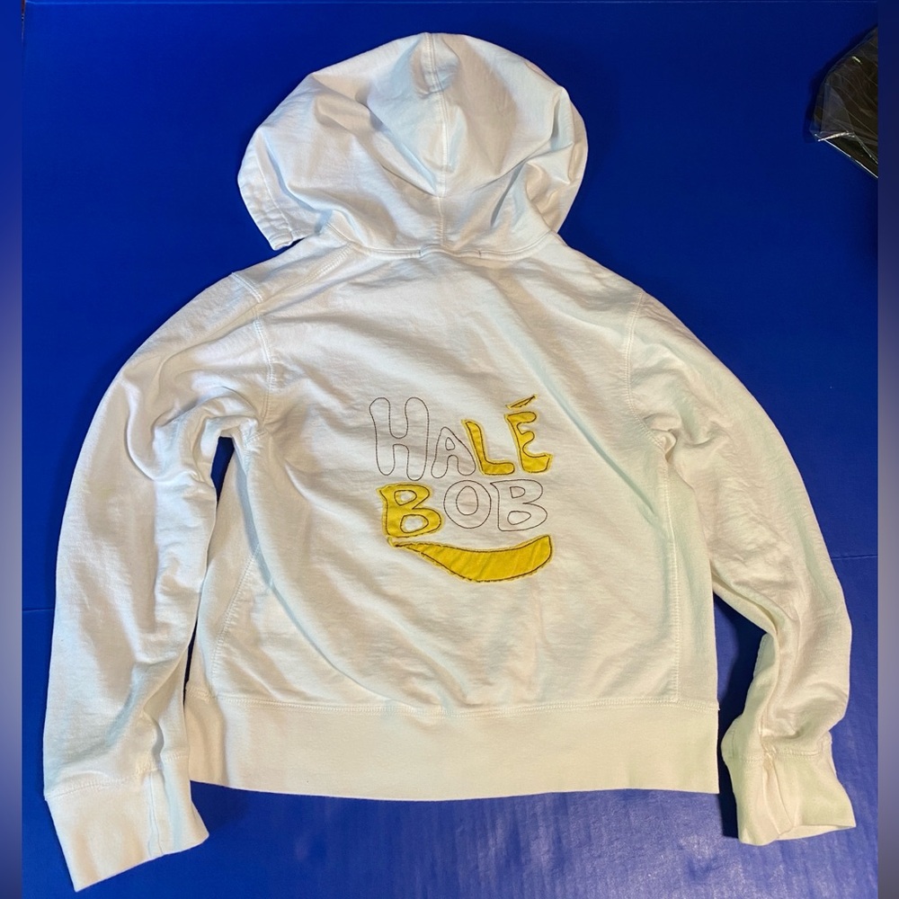 Hale Bob Paris Los Angeles Kids VTG White & Yellow Zip Up Hoodie Embroidered 16